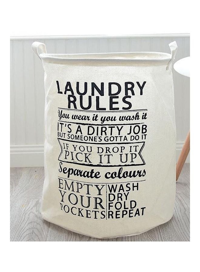 NIBEMINENT Laundry Rules Printed Bag White/Black 50x40x40cm - Image 2