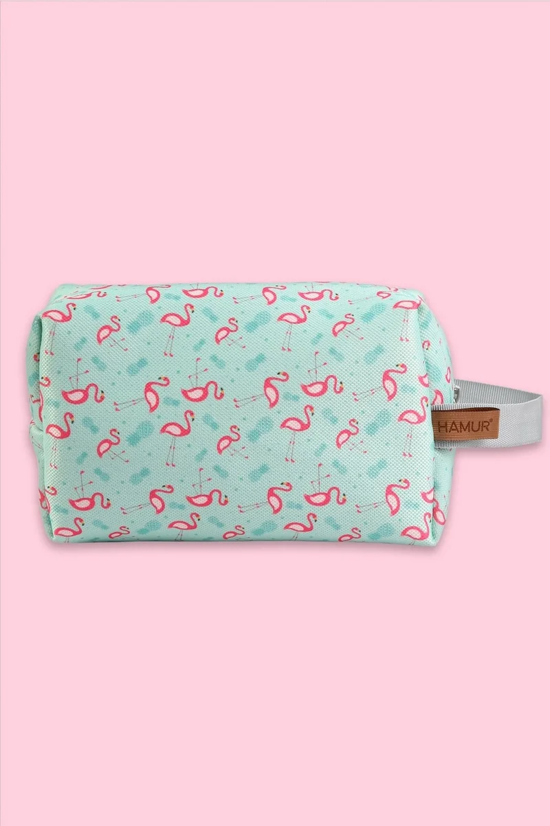 Hamur Zippered Dirty Clean and Wet Dry Baby Laundry Clothes Clothing Multi-Purpose Makeup Bag Flamingo
