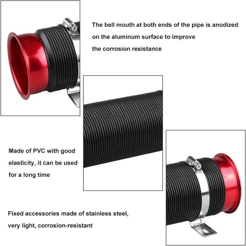 AUTO MT Turbine Intake Guide 76MM 3inch Adjustable Flexible Hose Car Cold Air Turbo Inlet Universal Pipe (RED-FLEXIBLE) - Image 3