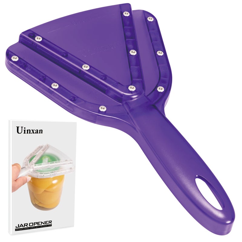 Uinxan Jar Opener for Weak Hands Seniors with Arthritis Effortlessly Opens Screw Lids Bottle Caps Manual Handheld 304 Stainless Steel Patented Kitchen Gadget Purple - Image 2