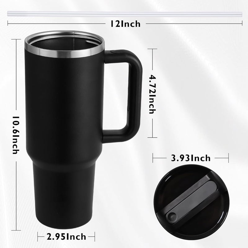 DEBIRE Tumbler with Lid Straw 1200ml Leakproof DoubleWalled Travel Mug Vacuum Sealed Thermal Cup for Hot Cold Drinks Reusable Coffee Mug BlackGrey Assorted Color - Image 5