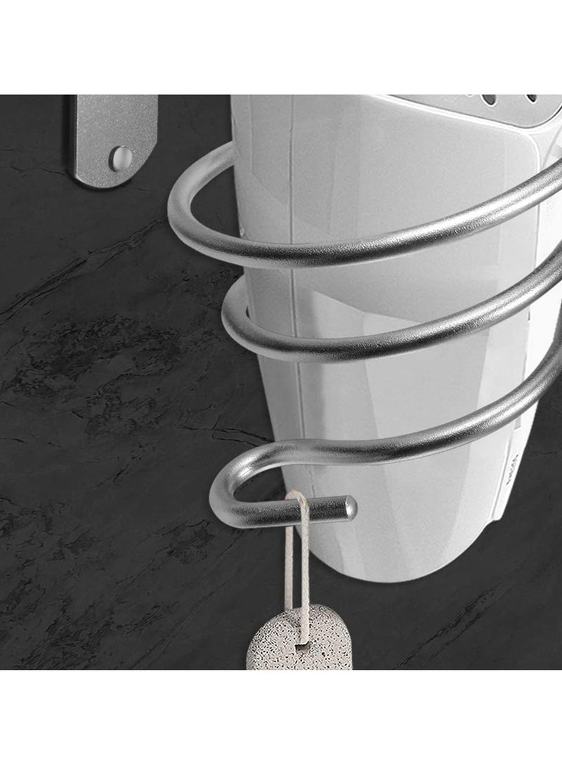 general Hair Dryer Holder, 1 Pcs Siliver Wall Mount Hair Dryer Stand Rack Bathroom Storage Organizer Aluminum Hairdressing Dryer Hanger, Wall Mounted Rack Stand for Bathroom Washroom Accessories Storage - Image 3