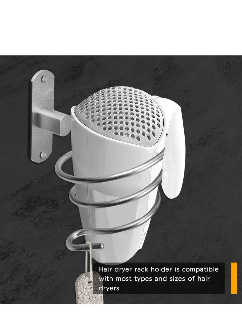 general Hair Dryer Holder, 1 Pcs Siliver Wall Mount Hair Dryer Stand Rack Bathroom Storage Organizer Aluminum Hairdressing Dryer Hanger, Wall Mounted Rack Stand for Bathroom Washroom Accessories Storage - Image 2
