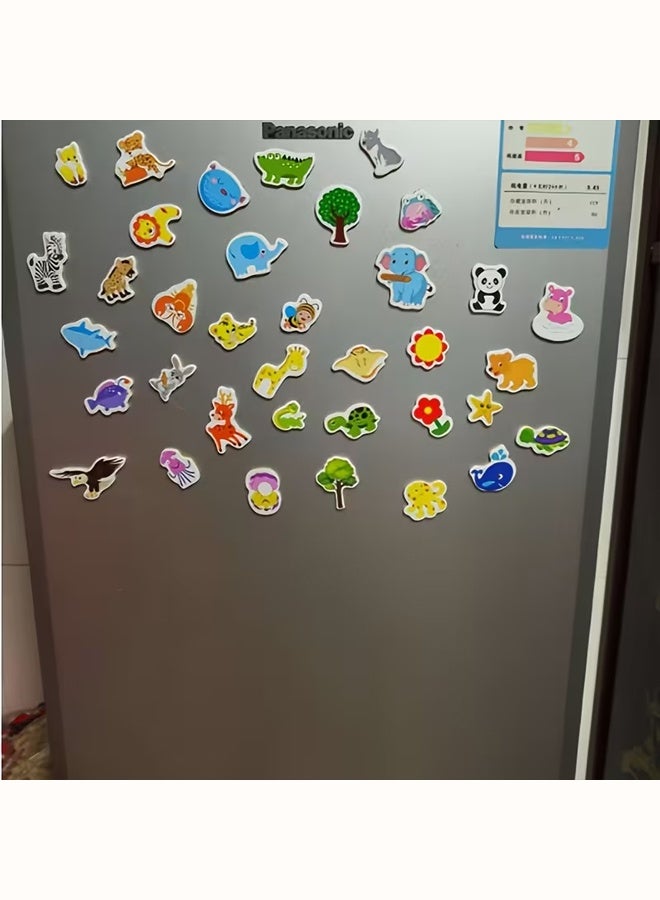 زيمي 36 قطعة من مغناطيسات الثلاجة الإبداعية - ملصقات زخرفية ثمانية الأضلاع من البلاستيك الناعم على شكل حيوانات كرتونية لطيفة للمطبخ، ألوان زاهية، آمنة للثلاجة والأسطح المعدنية - Image 2