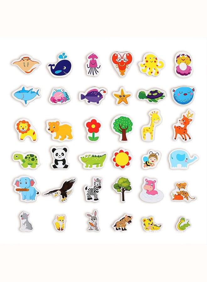 زيمي 36 قطعة من مغناطيسات الثلاجة الإبداعية - ملصقات زخرفية ثمانية الأضلاع من البلاستيك الناعم على شكل حيوانات كرتونية لطيفة للمطبخ، ألوان زاهية، آمنة للثلاجة والأسطح المعدنية - Image 1