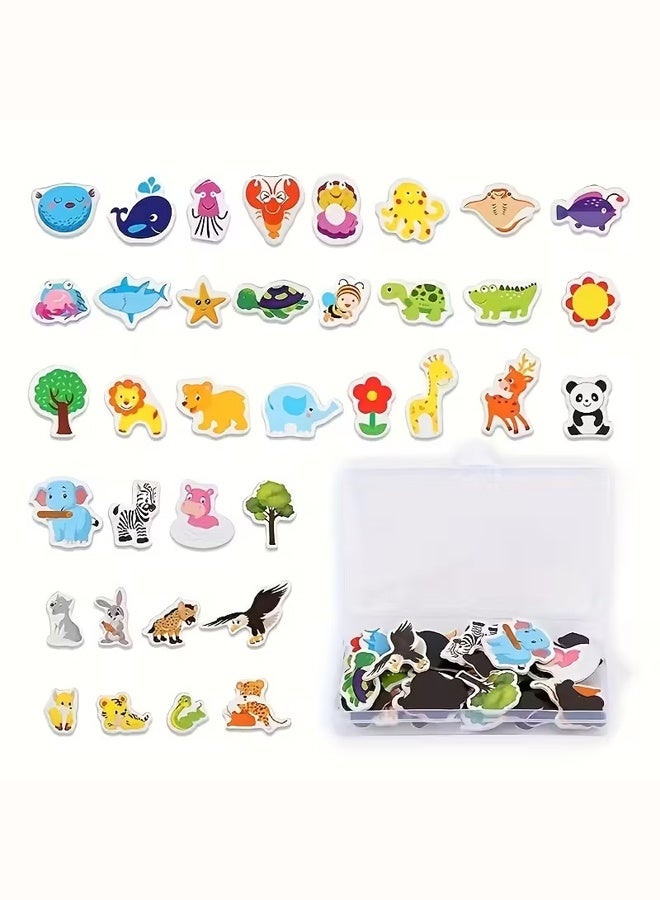 زيمي 36 قطعة من مغناطيسات الثلاجة الإبداعية - ملصقات زخرفية ثمانية الأضلاع من البلاستيك الناعم على شكل حيوانات كرتونية لطيفة للمطبخ، ألوان زاهية، آمنة للثلاجة والأسطح المعدنية - Image 4