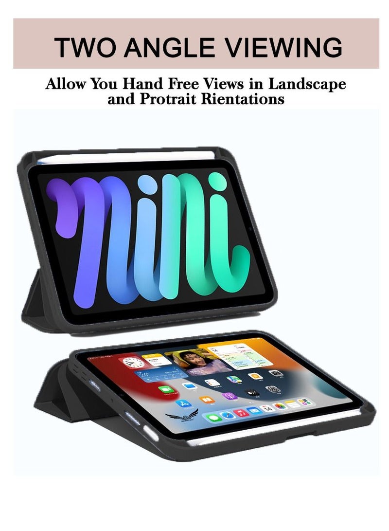 سرير - القط غطاء iPad Mini 6 مع حامل قلم رصاص من السيليكون الذكي قابل للطي متوافق مع Apple iPad Mini 6 2021 8.3 بوصة - Image 2