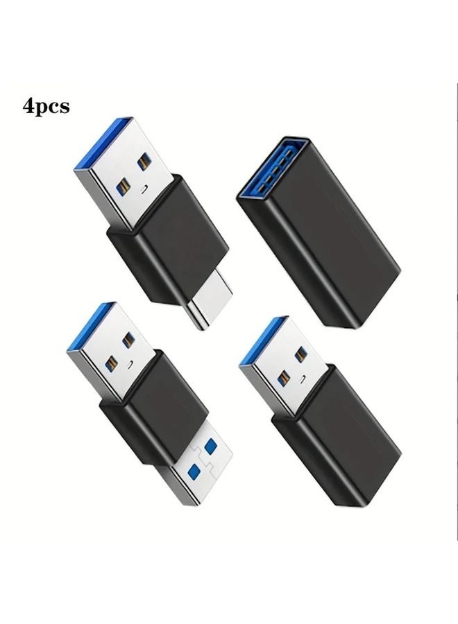 4pcs USB 3 0 Adapter Kit Black Female Male Type C Converter Connector - Image 4