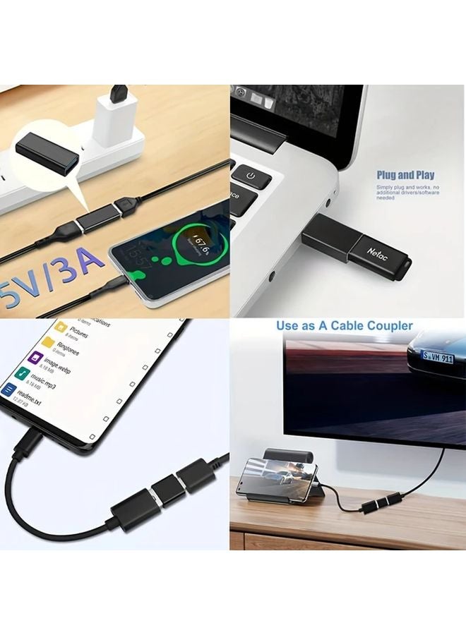 4pcs USB 3 0 Adapter Kit Black Female Male Type C Converter Connector - Image 5