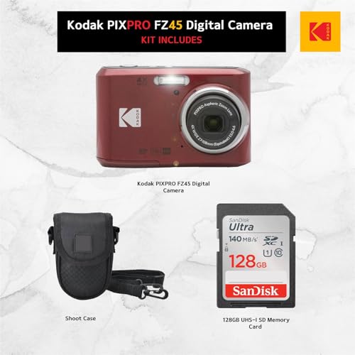 Photo4Less كاميرا Kodak PIXPRO FZ45 الرقمية + حقيبة كاميرا نقطة وتصوير + بطاقة ذاكرة Sandisk 128GB SDXC - Image 2