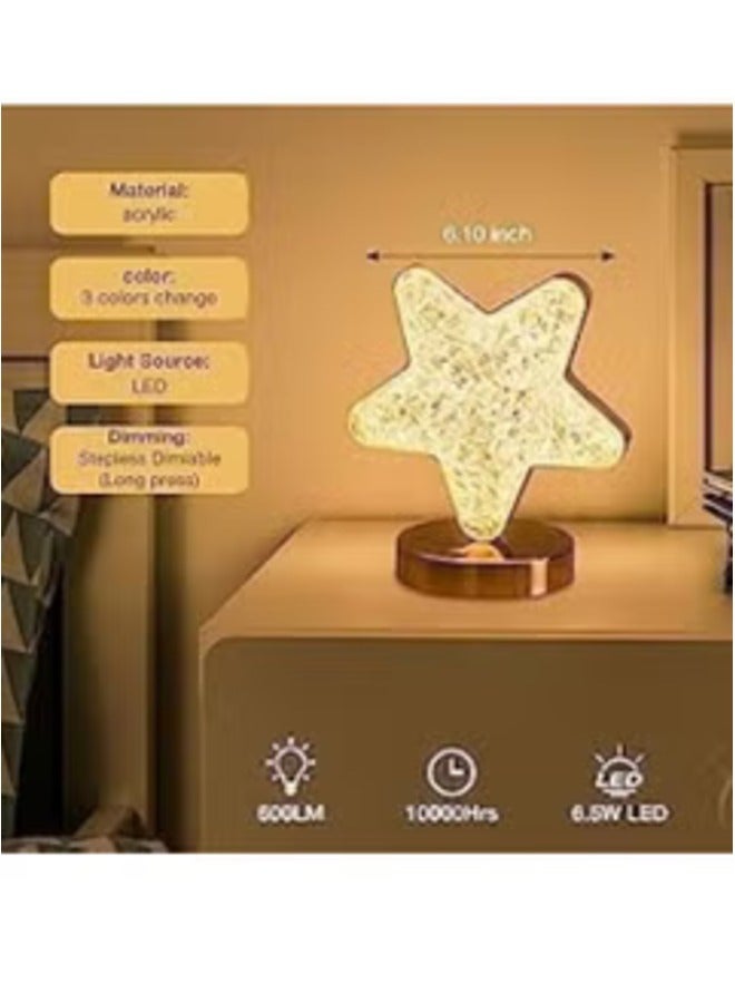 Star Lamp Cute Night Light for Kids – Acrylic Crystal Desktop Lamp, Cordless Rechargeable, Stepless Dimmable Touch Control - Image 4