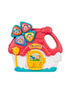 WISHKEY Musical House Toy with Handle for Kids, 4 Keys Musical Toy with Lullaby and Sound Effects, Pretend Play Toy with Openable Door and Lights, Multicolor, (Pack of 1, 3+ Years)