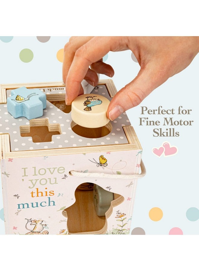 KIDS PREFERRED Guess How Much I Love You Wooden Shape Sorter for Toddlers 1-3, Fun Montessori Toys for 1 Year Old with Rope Handle, 7 Blocks, and Messages from The Classic Book, Toy for Babies - Image 4