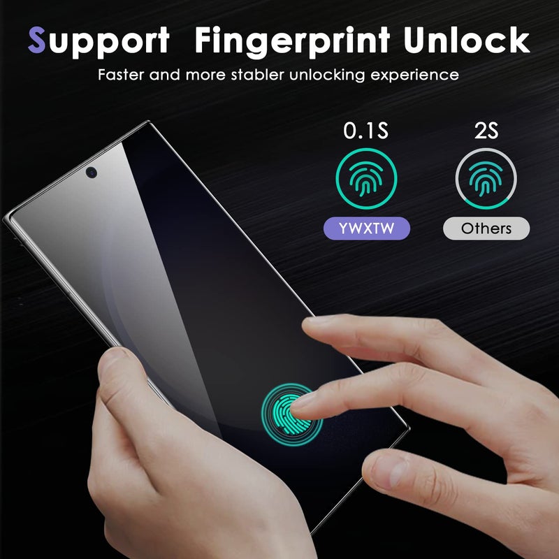 Asstar [2 Pack Samsung Galaxy S23 Ultra Privacy Screen Protector,Support Fingerprint Unlock Screen Protector,9H Tempered Glass Film Screen Protector - Image 2