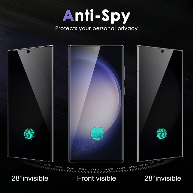 Asstar [2 Pack Samsung Galaxy S23 Ultra Privacy Screen Protector,Support Fingerprint Unlock Screen Protector,9H Tempered Glass Film Screen Protector - Image 5