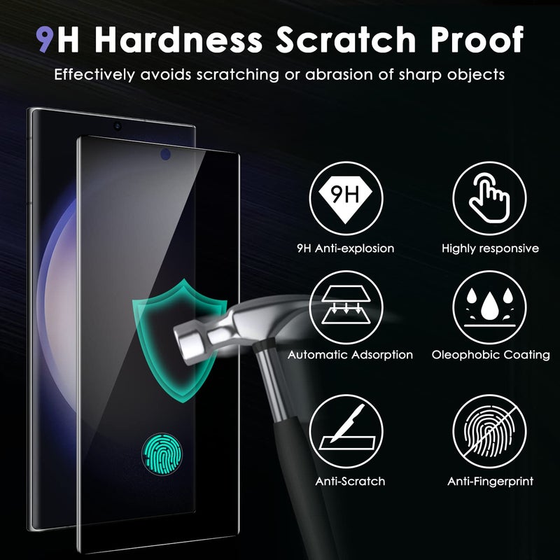 Asstar [2 Pack Samsung Galaxy S23 Ultra Privacy Screen Protector,Support Fingerprint Unlock Screen Protector,9H Tempered Glass Film Screen Protector - Image 4