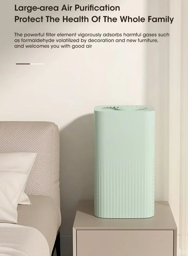DeXin Air Purifier – HEPA + Activated Carbon Filter, Formaldehyde Removal, Aromatherapy, USB Powered for Home/Car (Green)  - Image 2