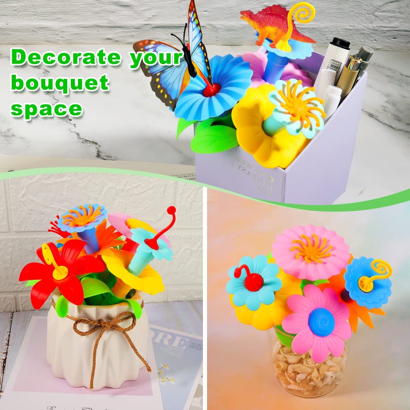 Leetous Toys Gifts for Toddlers Boys Girls Age 2 3 4 5 6, 167 PCS Dinosaur Flower Garden Building Blocks, STEM Fine Motor Skill Stacking Games, Easter First 1st Birthday Gifts for Preschool Kids 2+ Years Old - Image 3