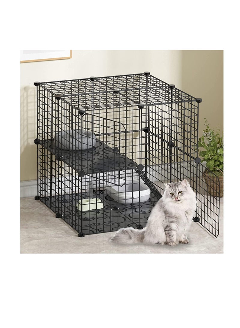 دوبكارت قفص القطط، قفص الحيوانات الأليفة بتصميم DIY بيوت روضة للقطط الصغيرة لجرو القطط الأليفة - Image 1