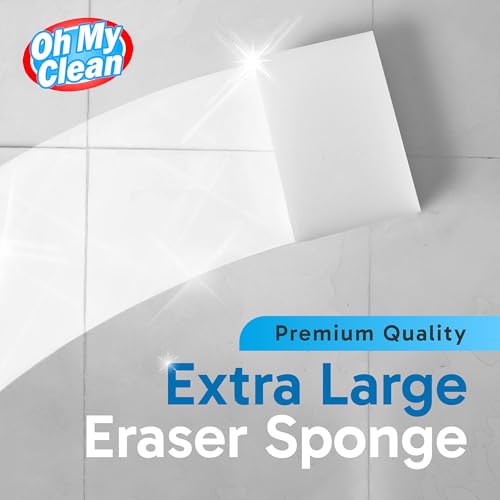 Oh My Clean (40 Pack) Extra Large Eraser Sponge - Extra Thick, Long Lasting, Premium Melamine Sponges in Bulk - Multi Surface Power Scrubber Foam Cleaning Pads - Bathtub, Floor, Baseboard, Bathroom, Wall Cleaner - Image 2