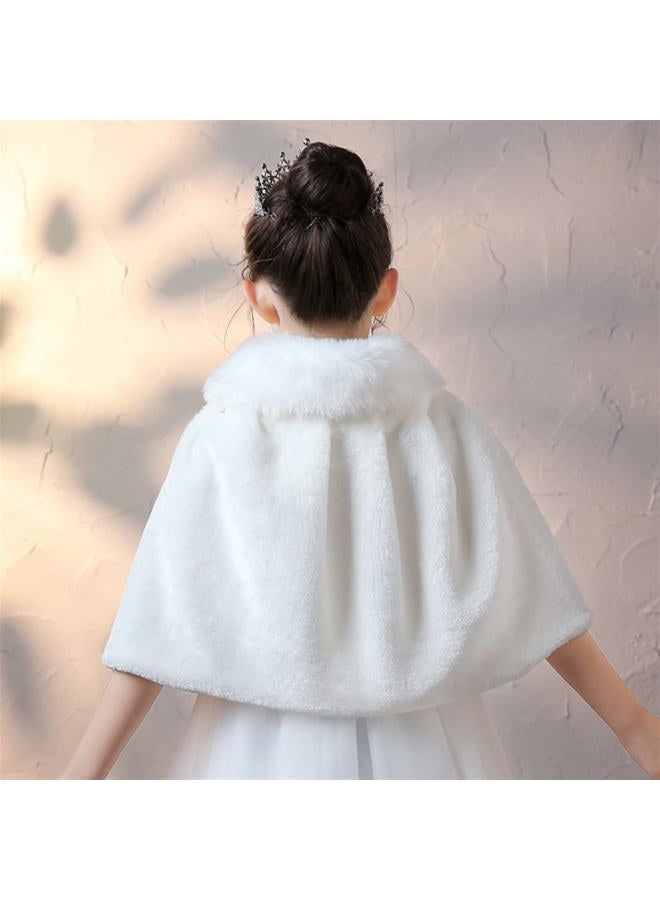 SK Studio Girls Faux Fur Wraps Shawl Girl Bolero Shrug Princess Cape Party Dress Up Jacket, White, White, 8-10 Years - Image 4