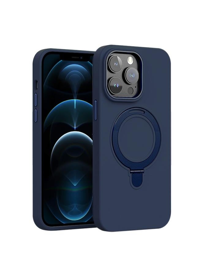 S-TOP Case For iPhone 12 Pro Max Liquid Silicone MagSafe Metal Ring Holder Phone Case - Image 1