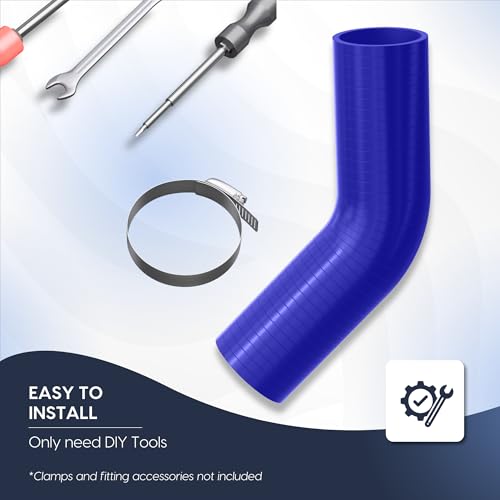 Endure 45 Degree Elbow Coupler Silicone Hose 4-Ply, 3.5-Inch(89mm), Couplers for High Performance Vehicles, Intake Piping, Length(102mm), Thickness (5mm), Automotive Silicone Hose - Blue - Image 5