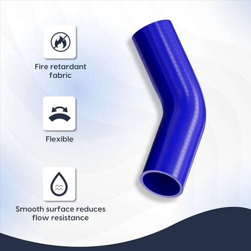 Endure 45 Degree Elbow Coupler Silicone Hose 4-Ply, 3.5-Inch(89mm), Couplers for High Performance Vehicles, Intake Piping, Length(102mm), Thickness (5mm), Automotive Silicone Hose - Blue - Image 2