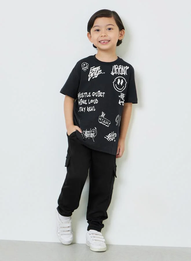 Styli Boys Graffiti Print Oversized T-Shirt