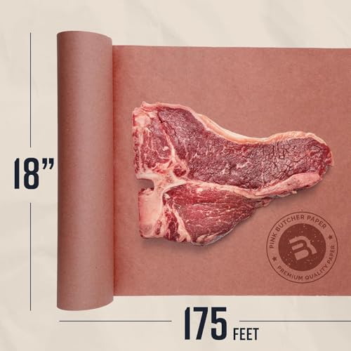 Bryco Goods Pink Butcher Paper Roll with Dispenser Box, 18" x 175' (2100”) Food-Grade Peach Butcher Paper for Smoker, BBQ, Grilling, Smoking Meat - USA Made - Unbleached, Uncoated and Unwaxed - Image 3