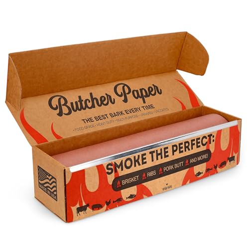 Bryco Goods Pink Butcher Paper Roll with Dispenser Box, 18" x 175' (2100”) Food-Grade Peach Butcher Paper for Smoker, BBQ, Grilling, Smoking Meat - USA Made - Unbleached, Uncoated and Unwaxed - Image 1