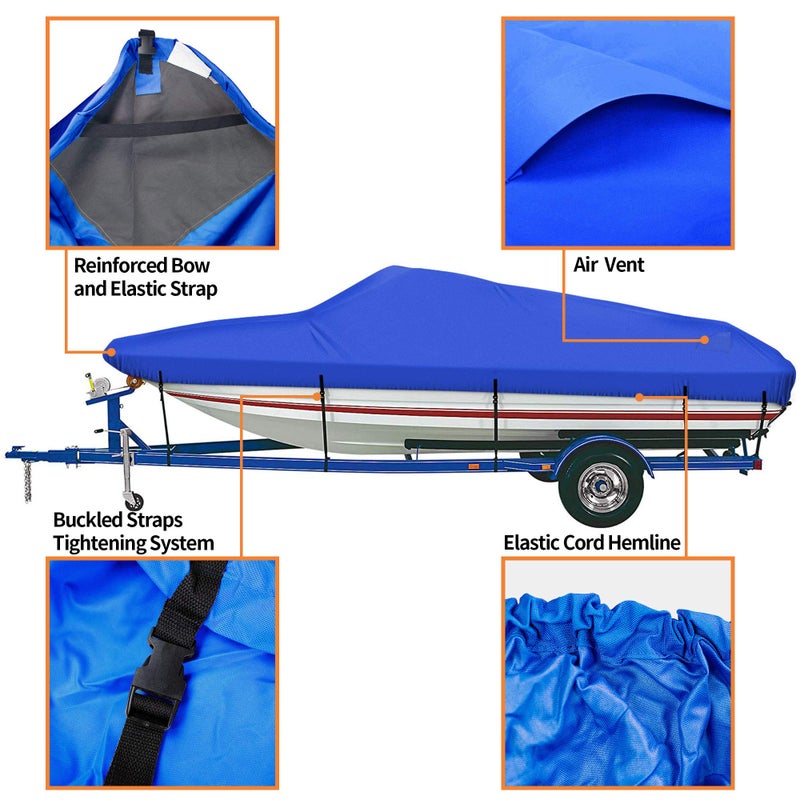 iCOVER Trailerable Boat Cover- 17'-19' 800D Water Proof Heavy Duty, Fits V-Hull, Fish&Ski, Pro-Style, Fishing, Utiltiy, Runabout, Bass Boats, up to 17ft-19ft Long and 96" Wide - Image 1