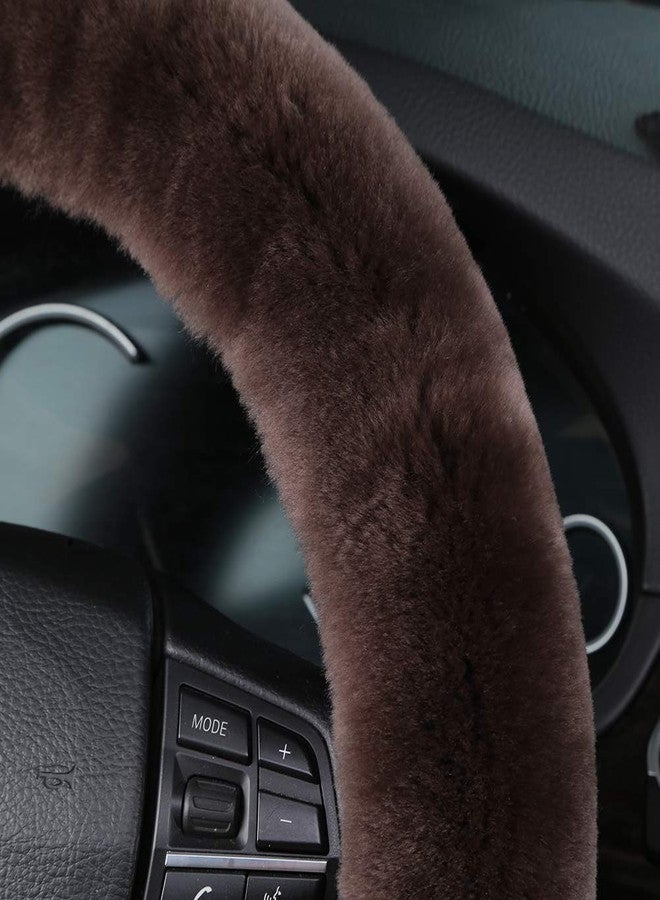 OGLAND Natural Fur Wool Sheepskin car Steering Wheel Cover,Protector for Universal Steering Wheel 35CM-42CM, Anti-Slip,Comforting and Luxurious, Soft Texture (Teak) - Image 5