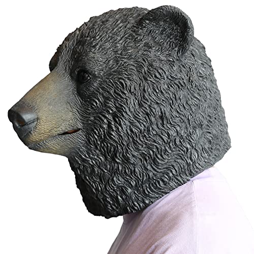 AQKILO Black Bear Mask Wild Animal Latex Full Head Realistic Masks Fancy Dress for Halloween Carnival Costume Party - Image 2
