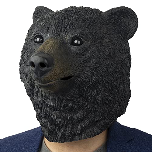 AQKILO Black Bear Mask Wild Animal Latex Full Head Realistic Masks Fancy Dress for Halloween Carnival Costume Party - Image 1
