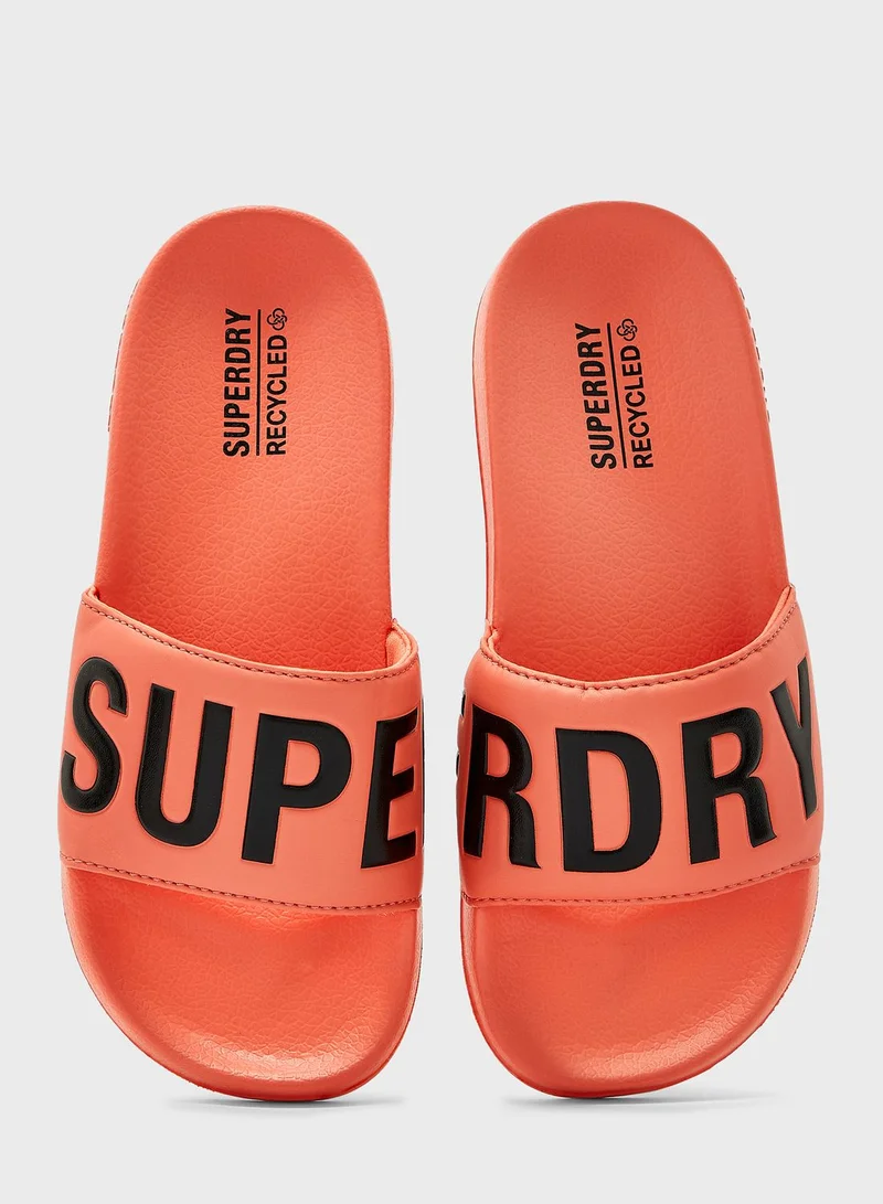 Superdry Code Logo Vegan Pool Slide Flip Flops