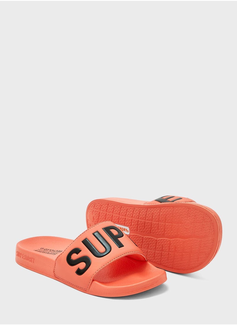 Superdry - Code Logo Vegan Pool Slide Flip Flops - Image 1