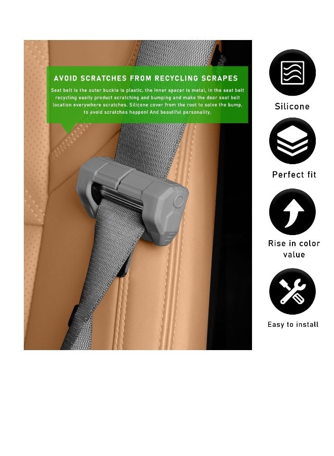 Car Seat Belt Buckle Covers, 2 PCS Anti-Scratch Silicon Seat Belt Buckle Protector for Car Safety, Automotive Seat Belt Clips Cover for Van Truck, Interior Car Accessories, Gray - Image 3