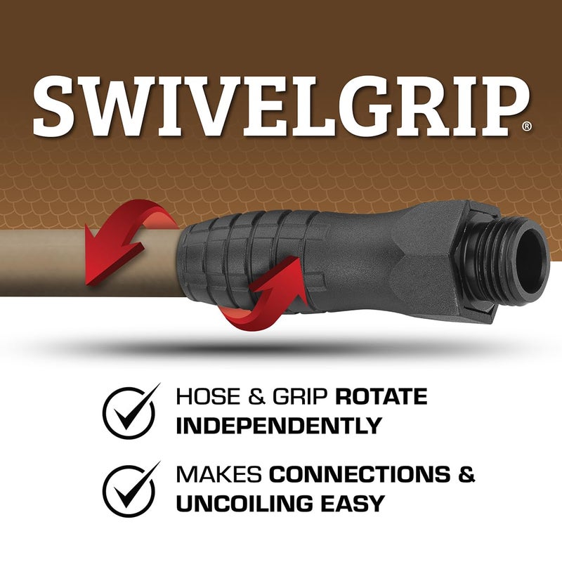 Flexzilla Colors SwivelGrip Garden Hose 5/8 in. x 5 ft., Lightweight All-Weather Water Hose, Durable and Flexible, Leak-Free Connections, Brown Mulch - Image 3