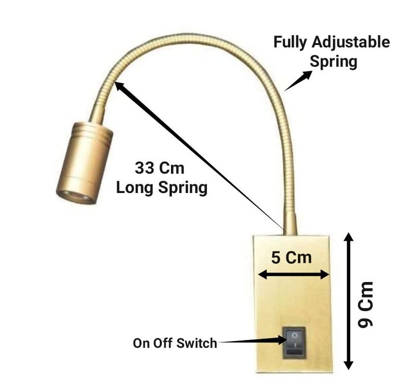 FILLISKA® 3 Watt Spring Wall Spot Light (3 Watt Gold Finish SpringLight) - Image 2