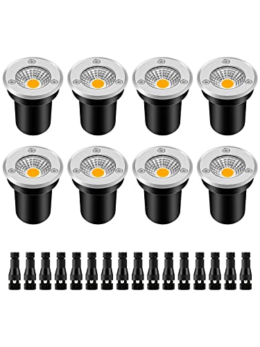 ZUCKEO Low Voltage Landscape Lights LED Well Lights 3W 12V-24V in Ground Light IP67 Waterproof Outdoor Low Voltage Landscape Lighting for Floor Driveway Deck Step Garden (8 Pack Warm White) - Image 1