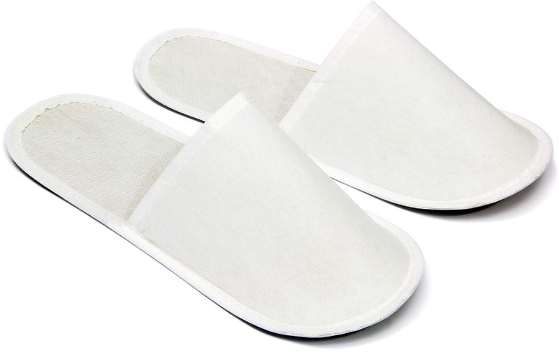 CHOCHILI 10 Pairs Fabric Packed Economy Disposable Hotel Slippers for Airbnb Spa Salon Party Wedding Guests - Fits up to Adult US Men Size 10 & Women Size 11, White - Image 4