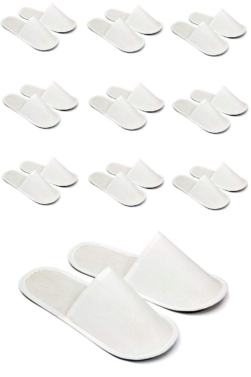 CHOCHILI 10 Pairs Fabric Packed Economy Disposable Hotel Slippers for Airbnb Spa Salon Party Wedding Guests - Fits up to Adult US Men Size 10 & Women Size 11, White - Image 1