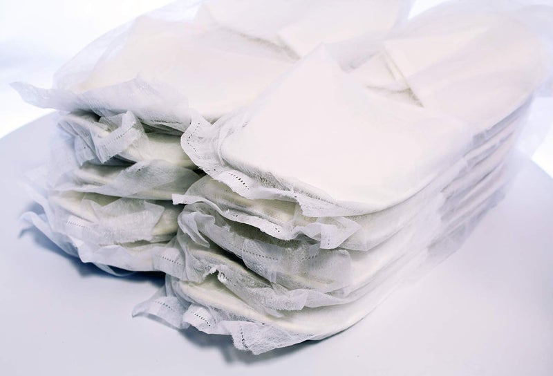 CHOCHILI 10 Pairs Fabric Packed Economy Disposable Hotel Slippers for Airbnb Spa Salon Party Wedding Guests - Fits up to Adult US Men Size 10 & Women Size 11, White - Image 5