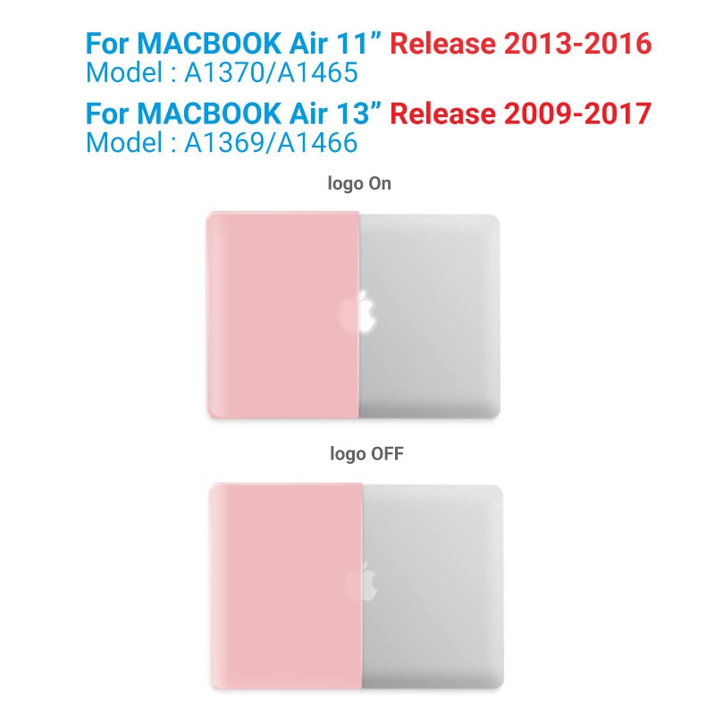 IBENZER Compatible with Old Version MacBook Air 13 Inch Case (2010-2017 Release). Models: A1466 / A1369, Plastic Hard Shell Case with Keyboard Cover for Mac Air 13, Rose Quartz, A1301RQ+1 - Image 3