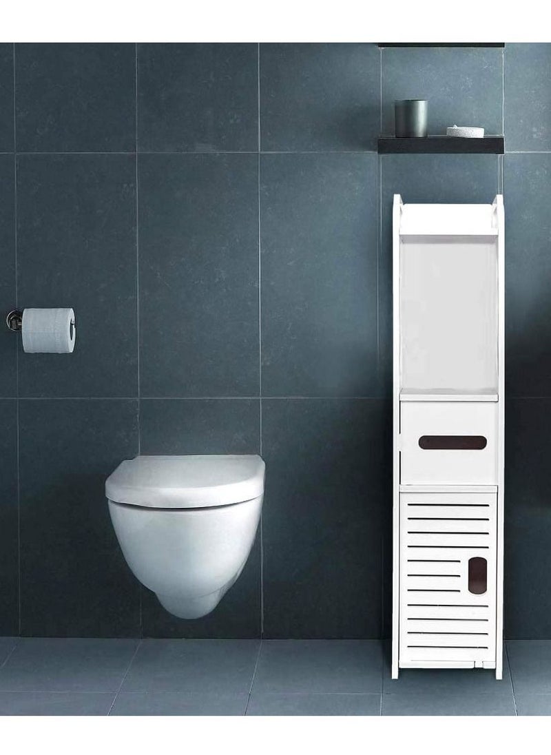 Corner Storage Floor Bathroom Cabinet With Door And Shelve White