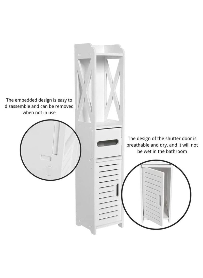 Corner Storage Floor Bathroom Cabinet With Door And Shelve White