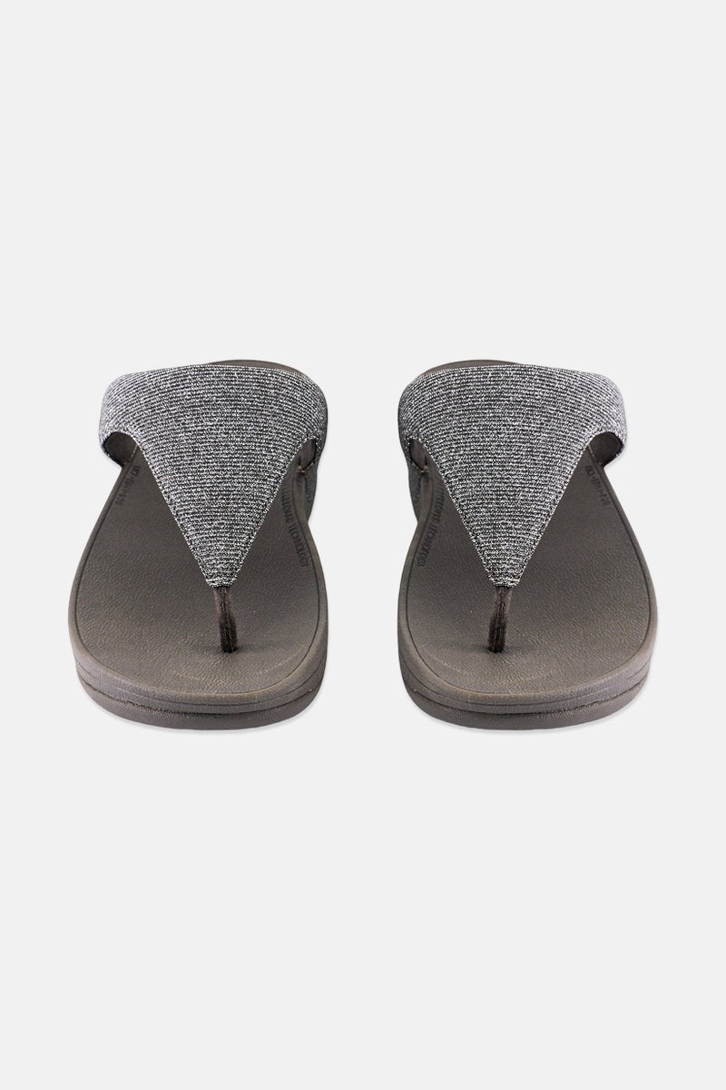 FitFlop Women Slip On Textured Sandal, Grey - Image 4