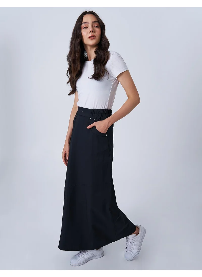 Kayra Panelled High-Waist Skirt Black