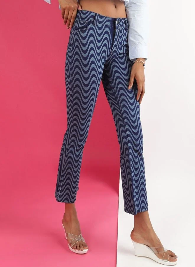 Freehand  Women Bootcut Laser Print High Rise Jeans for Women | Best Price UAE